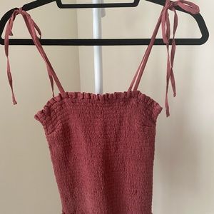 Abercrombie and Fitch Tie Strap Smocked Cami/Dusty Pink/XS